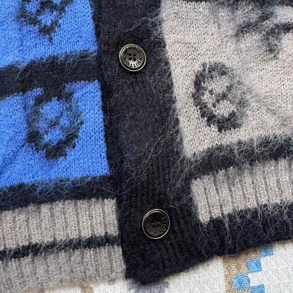 Louis Vuitton Blue Mohair Monogram Mohair Cardigan - Picture 5 of 10